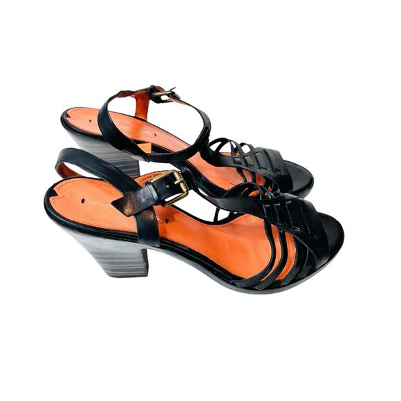 Via Spiga Black Leather Sandals Heels 8.5 - Picture 6 of 13